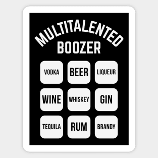 Multitalented Boozer (Drinking Alcohol / White) Sticker